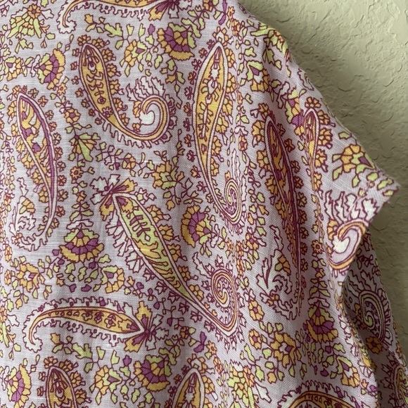 J. Crew Linen Blend Boho Paisley Printed Fringe Trim Beach Poncho Swim Cover Up - Picture 11 of 11